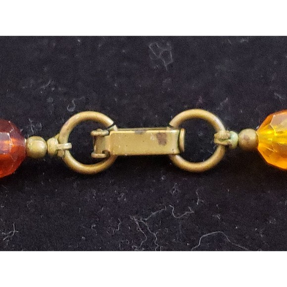 Vintage Unsigned 56" Long Strand Brown, Orange Gold Tone Plastic Bead Necklace - Picture 6 of 8